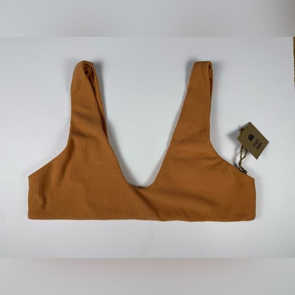 NWT Free People x Toast Bikini Set Scoop Top Low Rise Bottoms Dusty Coral Rib XL - Picture 3 of 10